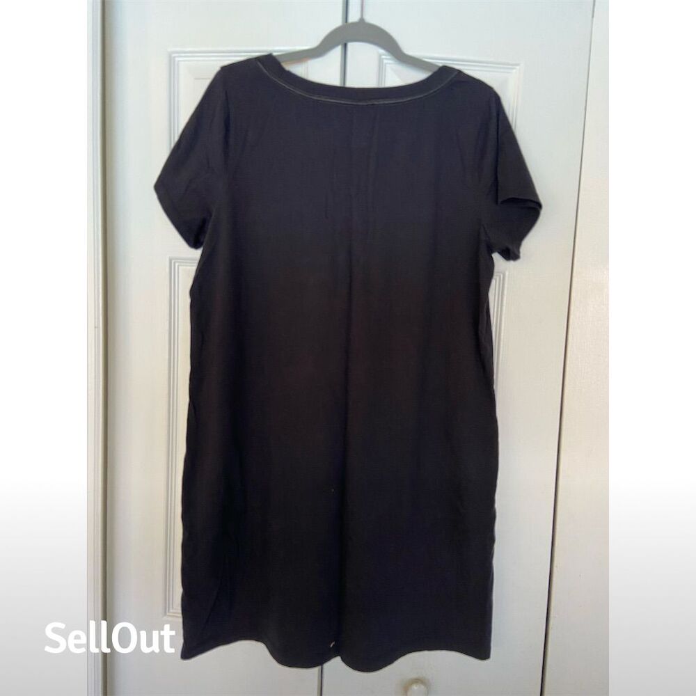 Cacique Black Short Sleeve V-Neck Nightgown Dress Plus Size 14/16 - Picture 4 of 4